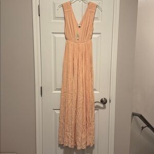 Madewell Peach Blush Magnolia Tie-Back Maxi Dress NWT Size XS